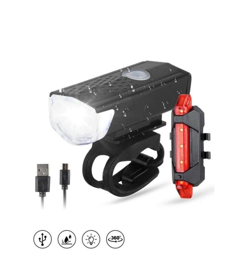 Şarjlı Bisiklet Aydınlatma Seti - Ön Far ve Arka Stop