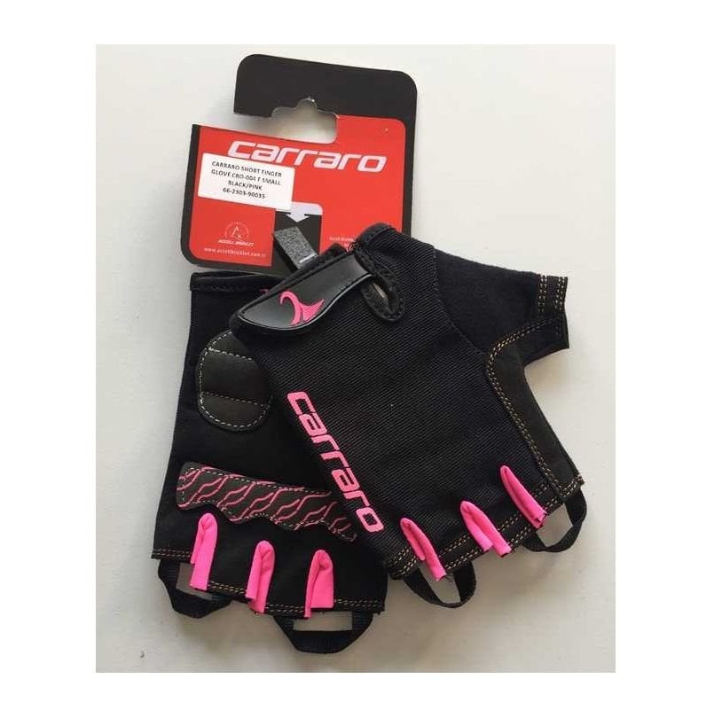 Carraro Kısa Parmak Eldiven Siyah/Pembe  -S Beden- CRO-004F