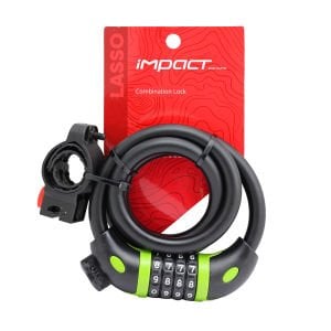Impact Lasso 12mm x 1000mm Şifreli Bisiklet Kilidi - Siyah/Yeşil