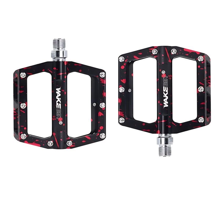 Wake Alüminyum Rulmanlı Platform Pedal - Kamuflaj Siyah / Kırmızı