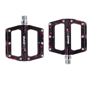 Wake Alüminyum Rulmanlı Platform Pedal - Kamuflaj Siyah / Kırmızı