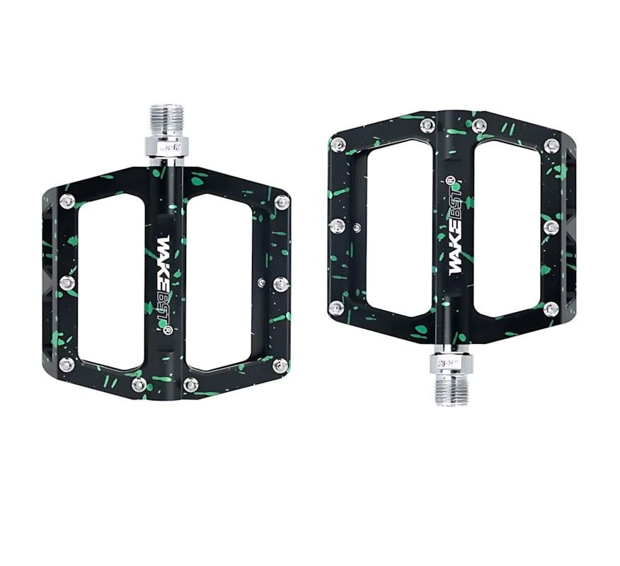 Wake Alüminyum Rulmanlı Platform Pedal - Kamuflaj Siyah / Yeşil