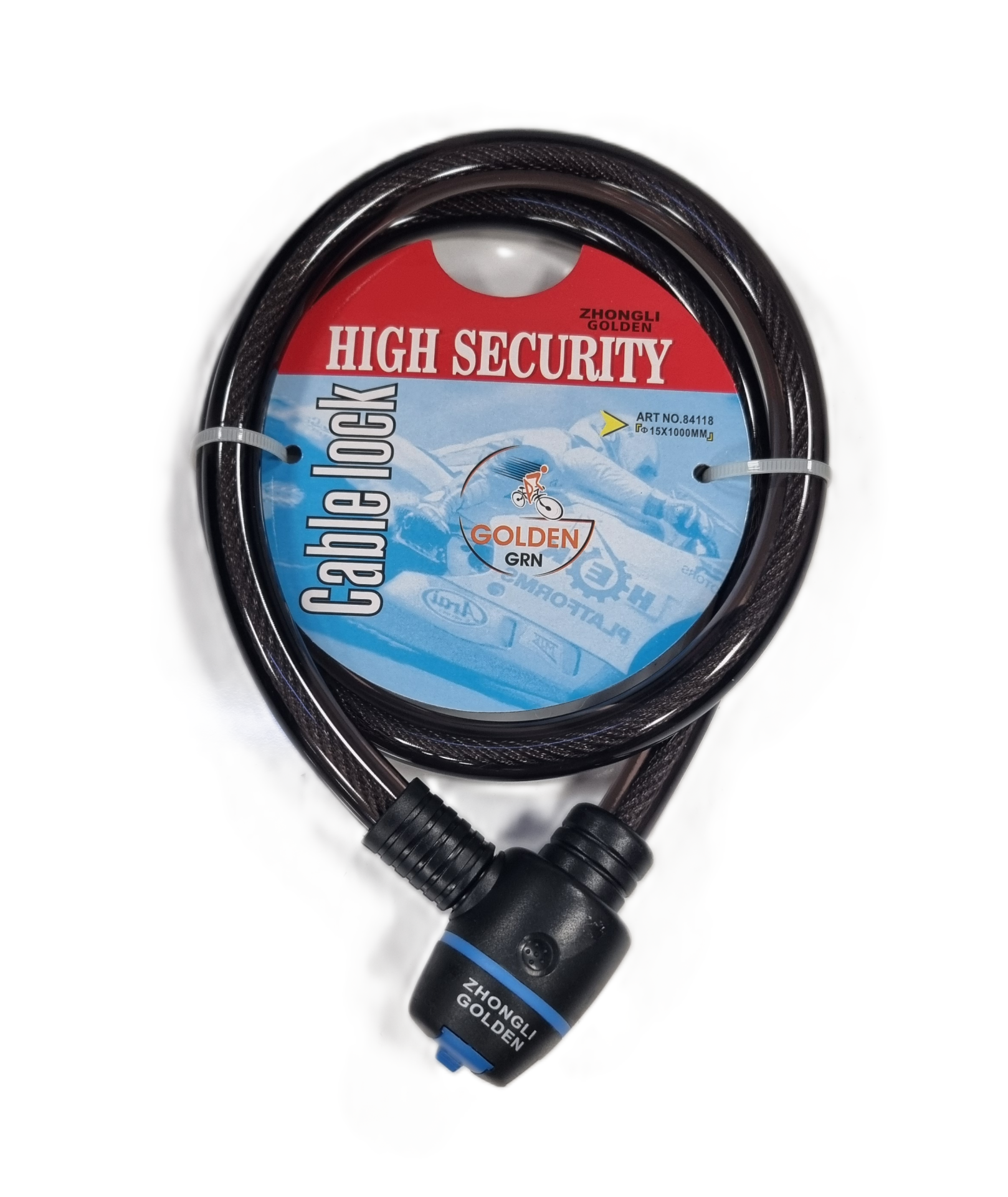 Zhongli 15x100cm Anahtarlı Bisiklet Kilidi - Çift Anahtarlı | (Siyah)