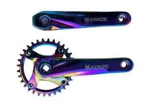 Kenze MTB Aynakol Seti - 32T / 170mm | Rainbow (Oil Slick/Gökkuşağı)