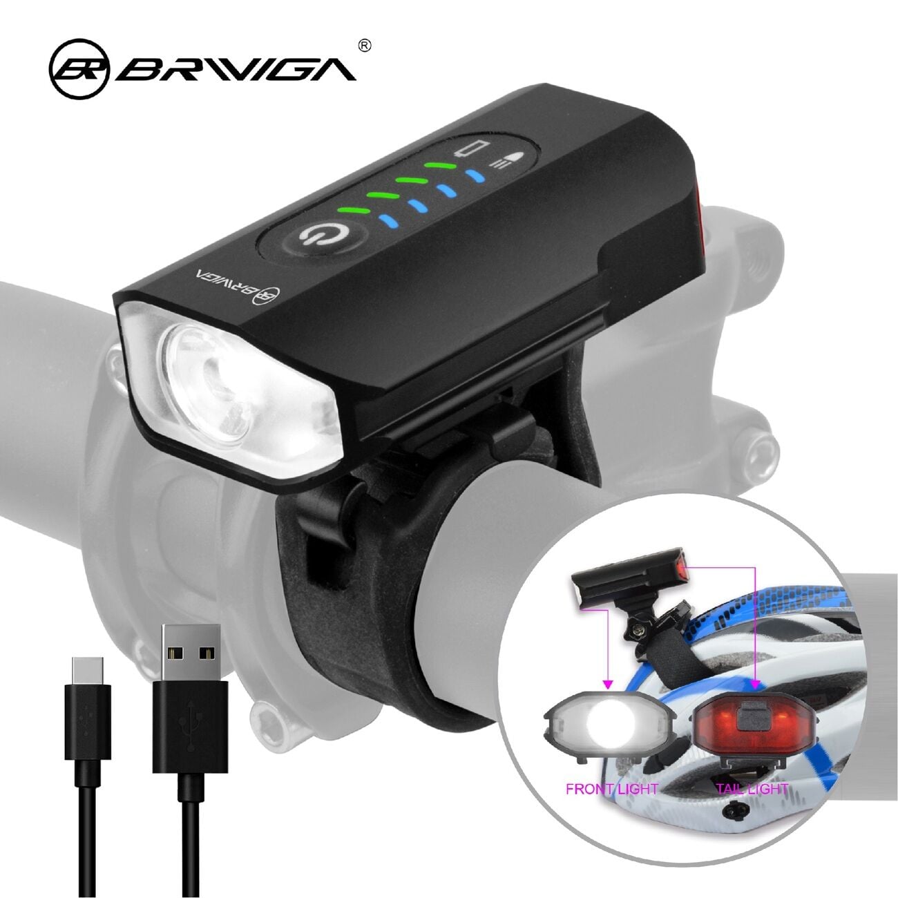 Briviga LW-F500 Şarjlı 600 Lümen Bisiklet Ön Farı