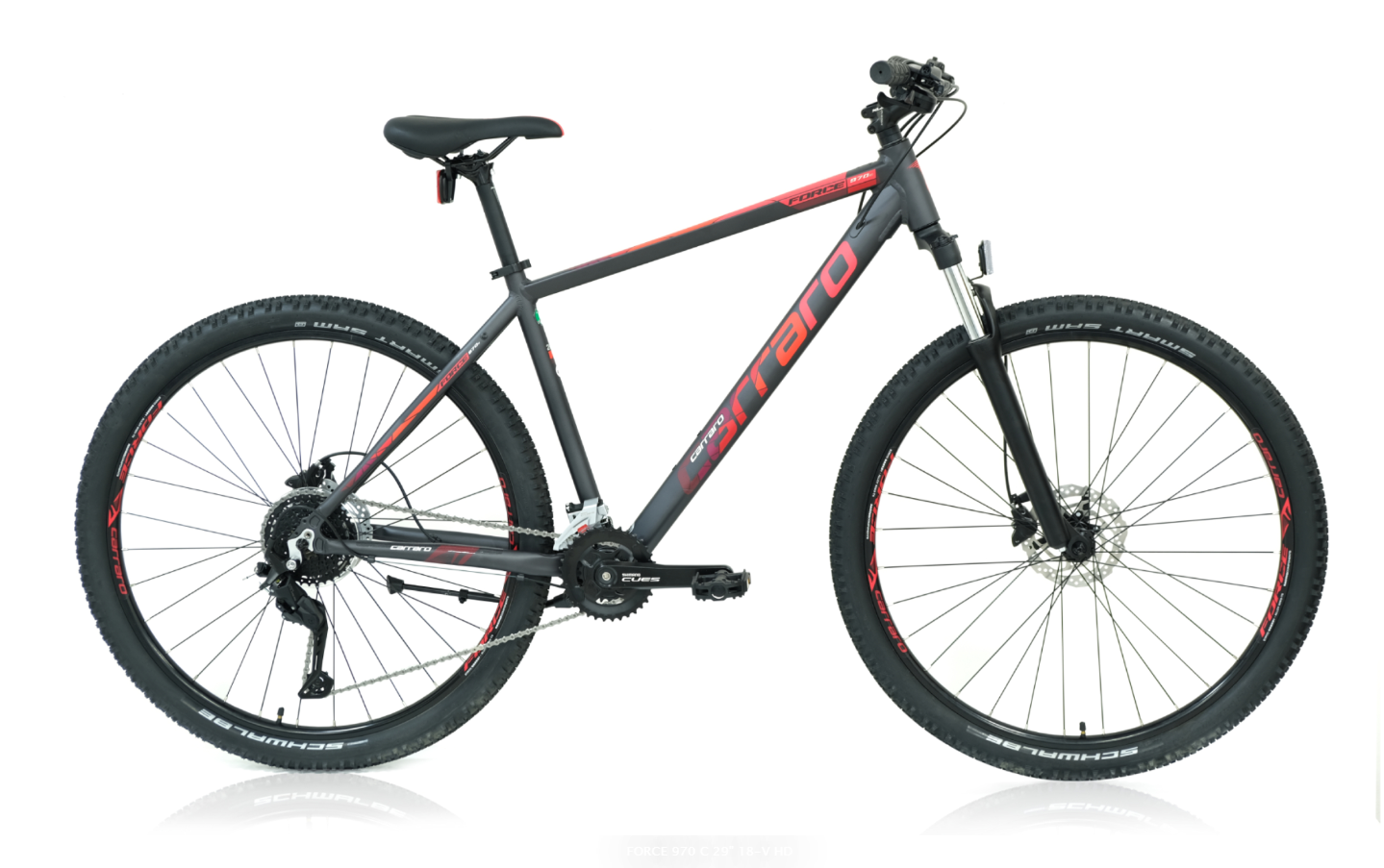 Carraro Force 970C Dağ Bisikleti 2026 - Shimano CUES 2x9 Vites & Hidrolik Fren | 29 Jant (44cm/M) Mat Antrasit Kırmızı